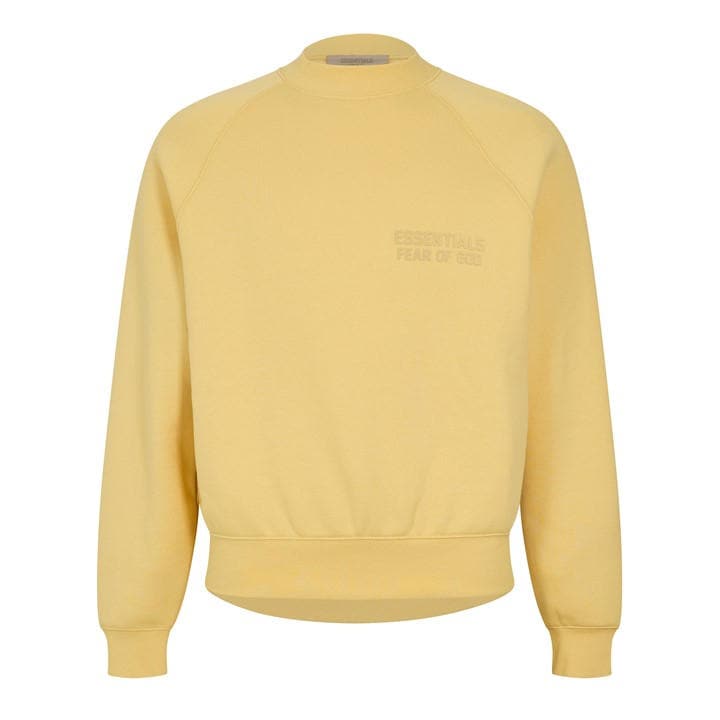 Fear Of God Essentials Men's Yellow Crew Sweatshirt in Size 2XS, Sports Direct