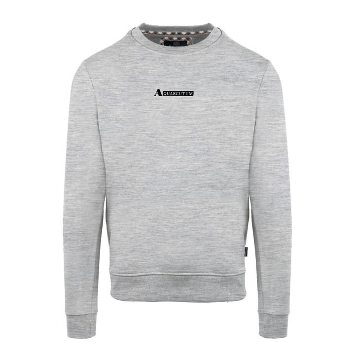 Aquascutum Men' Grey Round Neck Crew Sweatshirt in Size S, Sports Direct