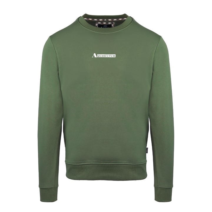 Aquascutum Men' Green Round Neck Crew Sweatshirt in Size S, Sports Direct
