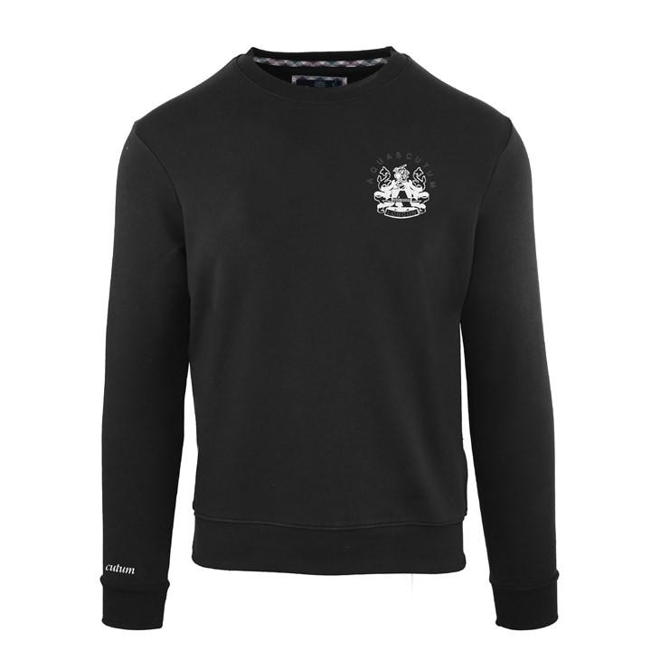 Aquascutum Men's Black Roundnk Sweat Crew Sweatshirt in Size XL, Sports Direct