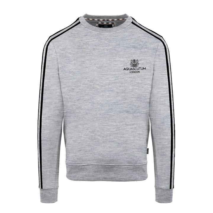 Aquascutum Men's Grey Roundnk Sweat Crew Sweatshirt in Size L, Sports Direct