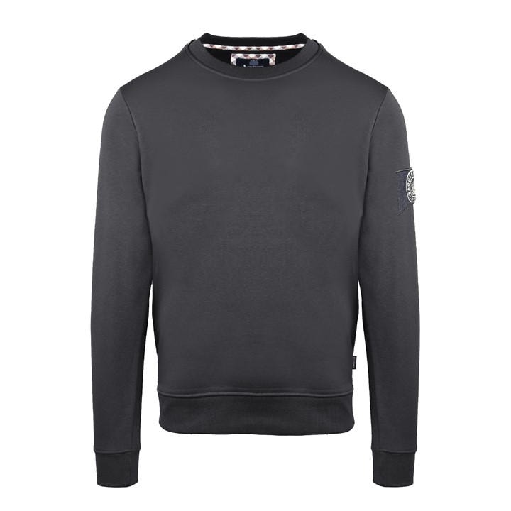 Aquascutum Men's Black Roundnk Sweat Crew Sweatshirt in Size L, Sports Direct