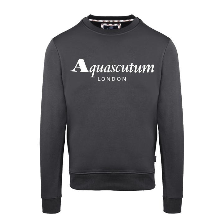 Aquascutum Men's Black Roundnk Sweat Crew Sweatshirt in Size 2XL, Sports Direct