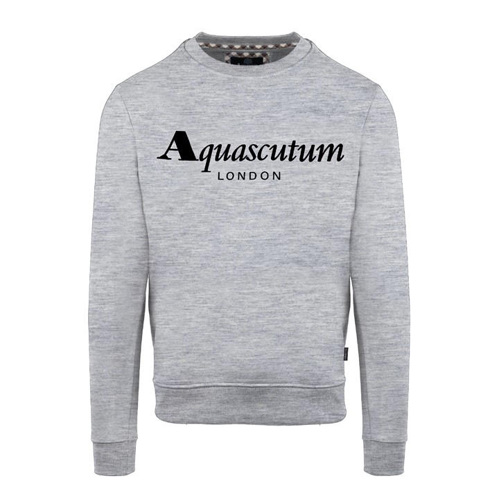 Aquascutum Men's Grey Roundneck Sweat Crew Sweatshirt in Size 2XL, Sports Direct