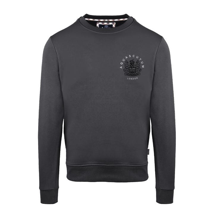 Aquascutum Men' Black Roundnk Sweat Crew Sweatshirt in Size S, Sports Direct
