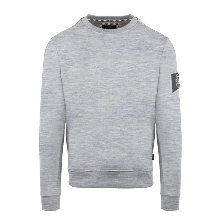 Aquascutum Men's Grey Roundnk Sweat Crew Sweatshirt in Size L, Sports Direct