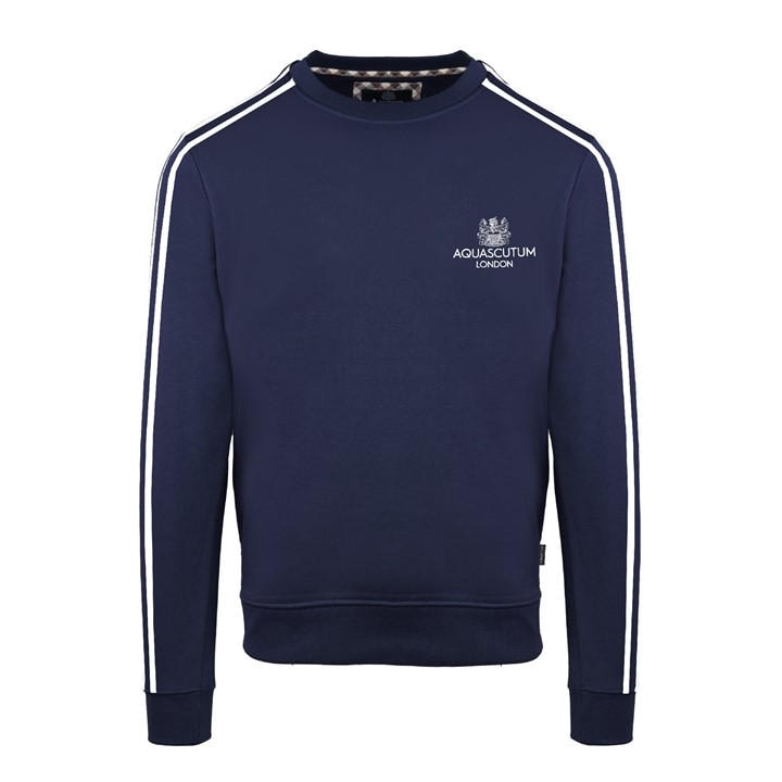 Aquascutum Men's Blue Roundnk Sweat Crew Sweatshirt in Size 2XL, Sports Direct