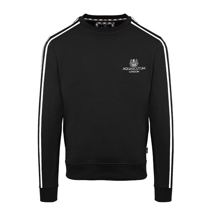 Aquascutum Men's Black Roundnk Sweat Crew Sweatshirt in Size XL, Sports Direct