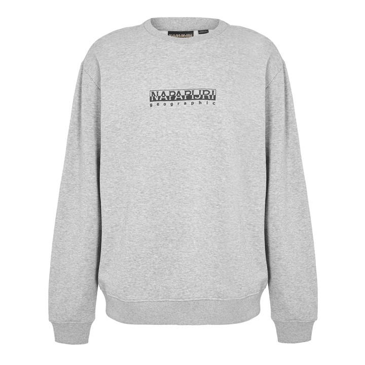 Napapijri Men' Grey Box Logo Crew Sweatshirt in Size S, Sports Direct