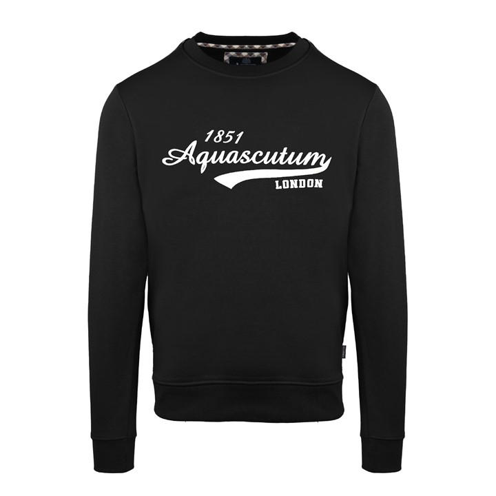 Aquascutum Men's Black Roundnk Sweat Crew Sweatshirt in Size 2XL, Sports Direct