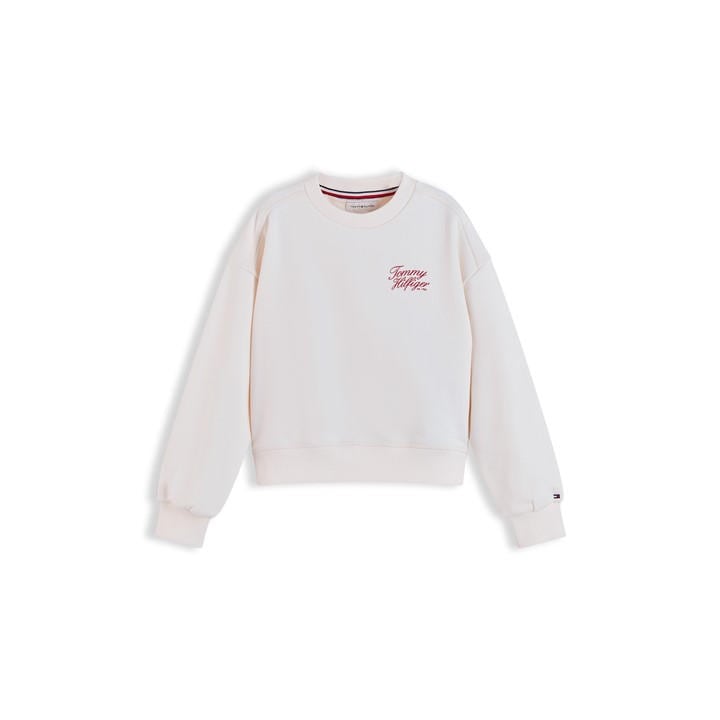 Tommy Hilfiger Girls White Tommy Script Swt Jn64 in Size 8 - 9 Years, Sports Direct