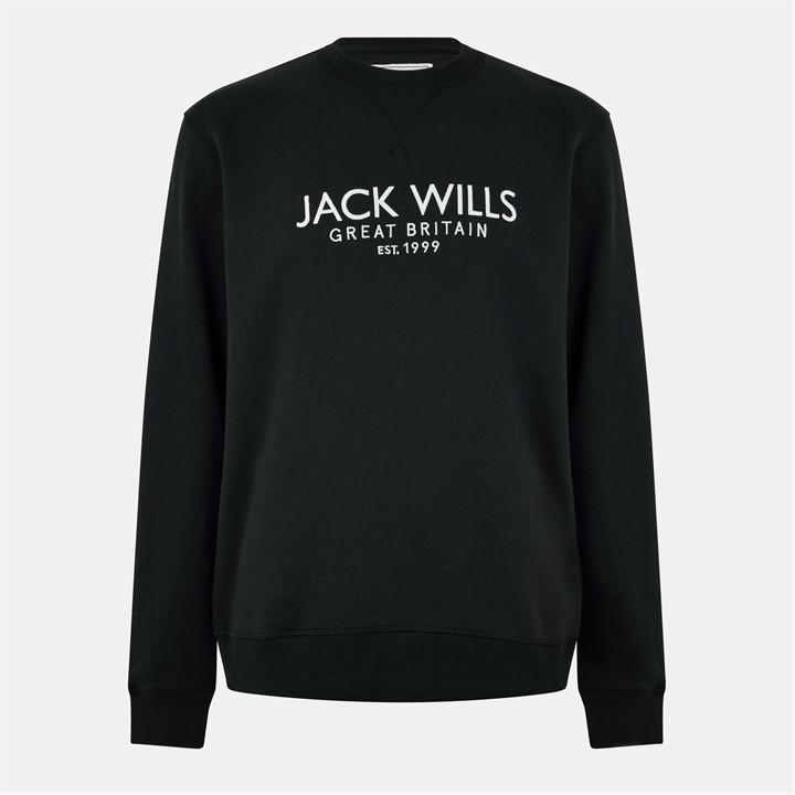 Jack Wills Men's Black Belvue Logo Sweatshirt in Size XL, Sports Direct