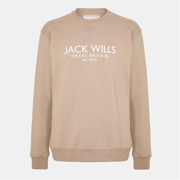 Jack Wills Men's Beige Belvue Logo Sweatshirt in Size XS, Sports Direct