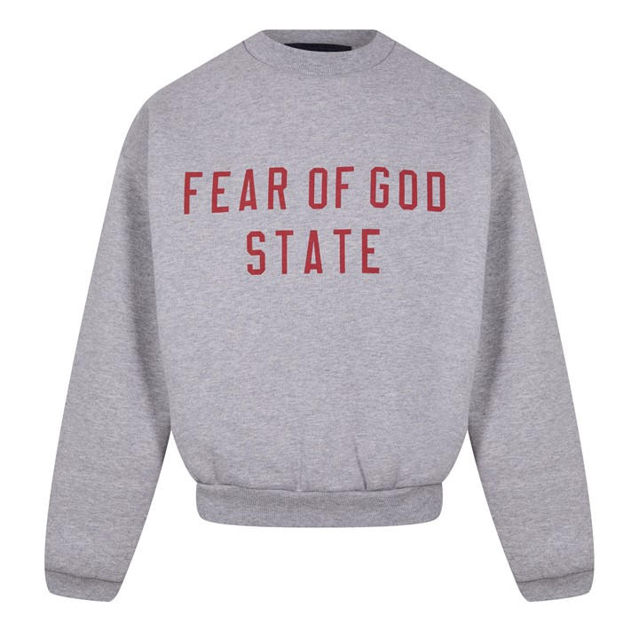 Fear Of God Essentials  Kids Grey Fleece Crewneck  in Size 8 - 9 Years, Sports Direct