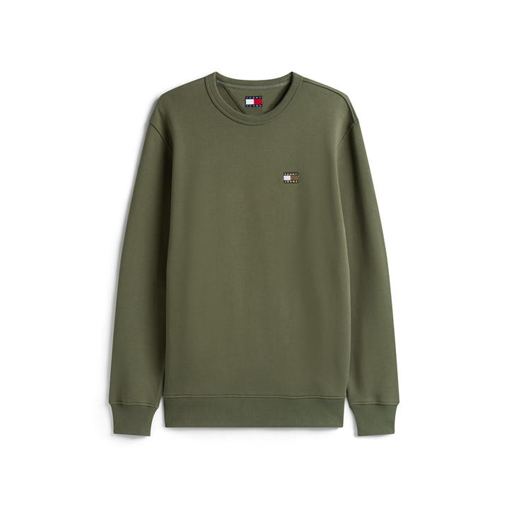 Tommy Jeans Men' Green Badge Sweatshirt in Size S, Sports Direct