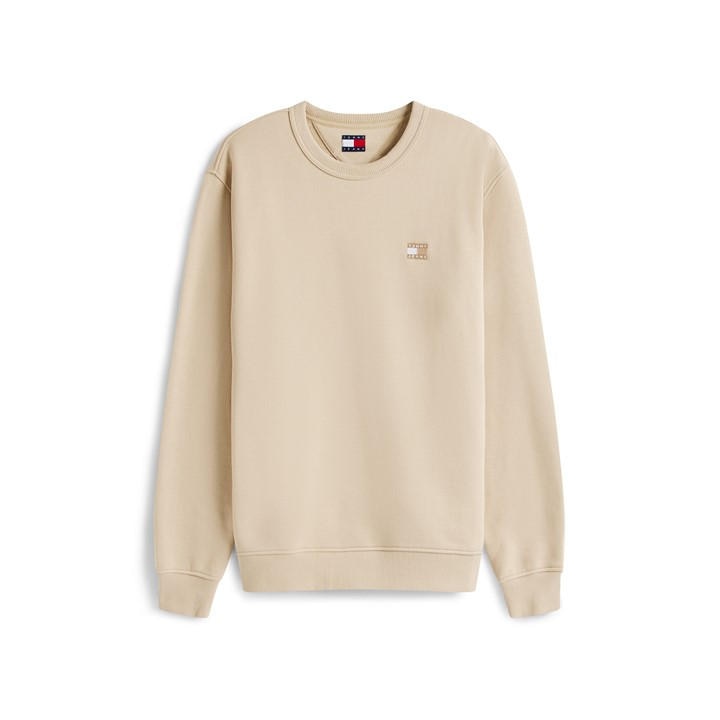 Tommy Jeans Men' Beige Badge Sweatshirt in Size S, Sports Direct