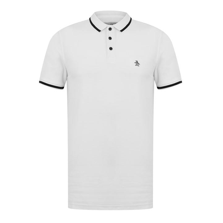 Original Penguin Men' White Op Tipped Polo Shirt in Size S, Sports Direct