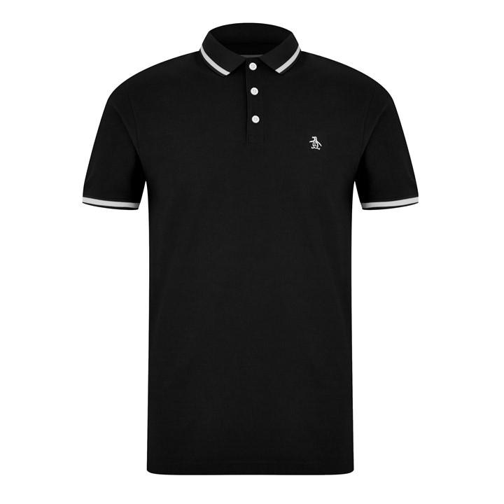 Original Penguin Men' Black Op Tipped Polo Shirt in Size S, Sports Direct