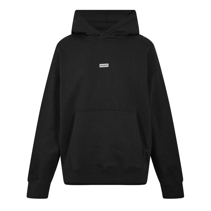 Hugo Men's Black Nazardo Drawstring Hoodie With Modern Logo Detail in Size XL, Sports Direct