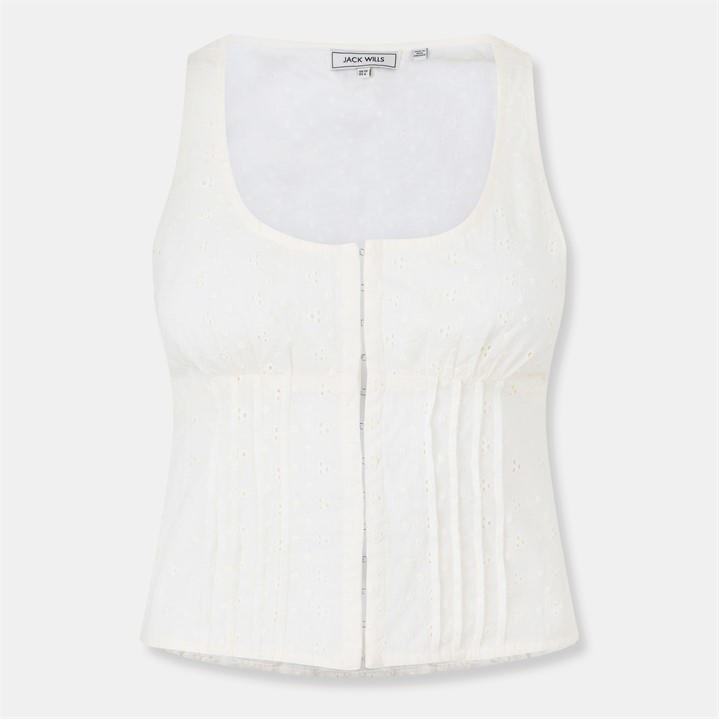 Jack Wills Women's White Broderie Corset Top in Size 8, Sports Direct