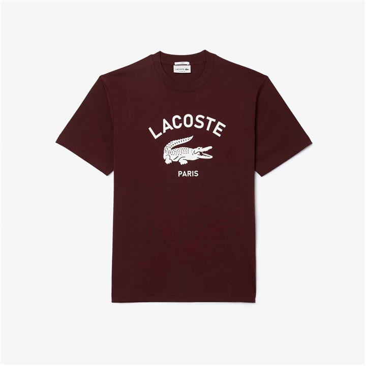 Lacoste Men's Red Large Logo Short Sleeve T-Shirt in Size M, Sports Direct