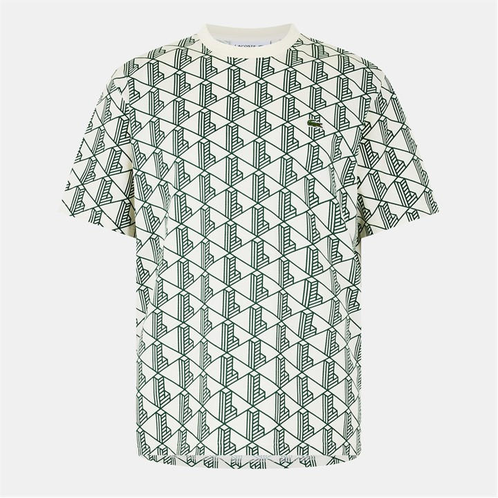 Lacoste Men's White All Over Print Mono T-Shirt in Size XS, Sports Direct