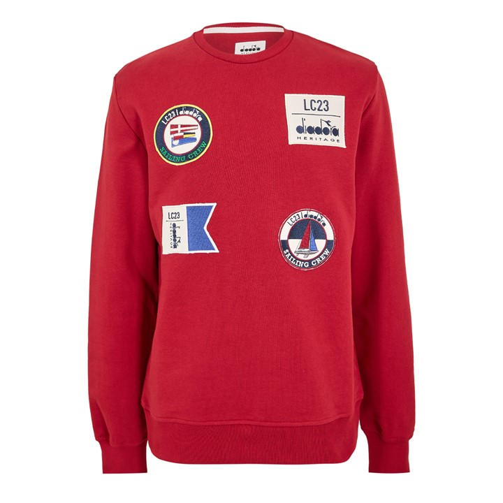 Diadora Men' Grey Sailing Patch Crew Sweatshirt in Size S, Sports Direct