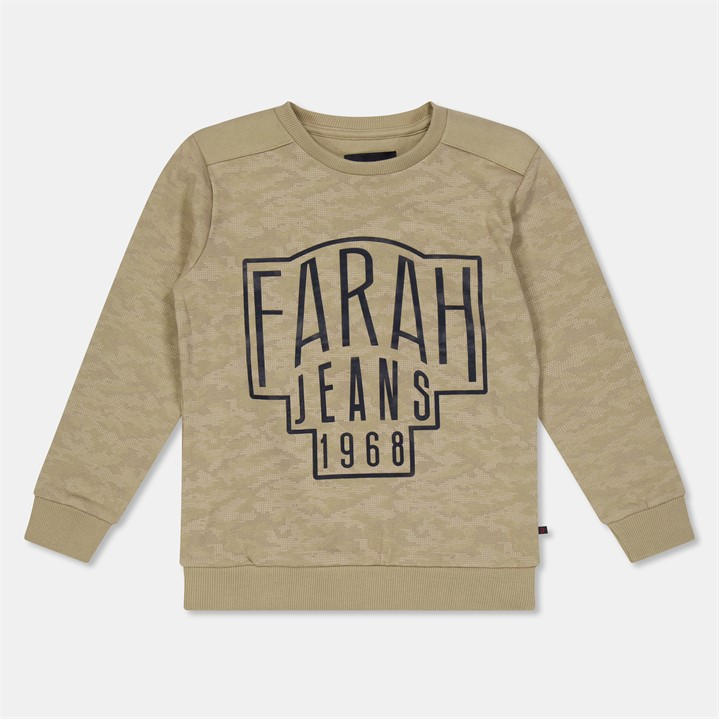 Farah  Kids Grey ' Patched Fleece Crew Sweatshirt in Size 5 - 6 Years, Sports Direct