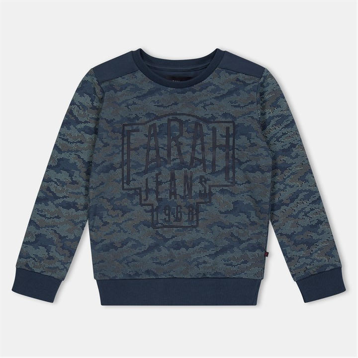 Farah  Kids Grey ' Patched Fleece Crew Sweatshirt in Size 5 - 6 Years, Sports Direct