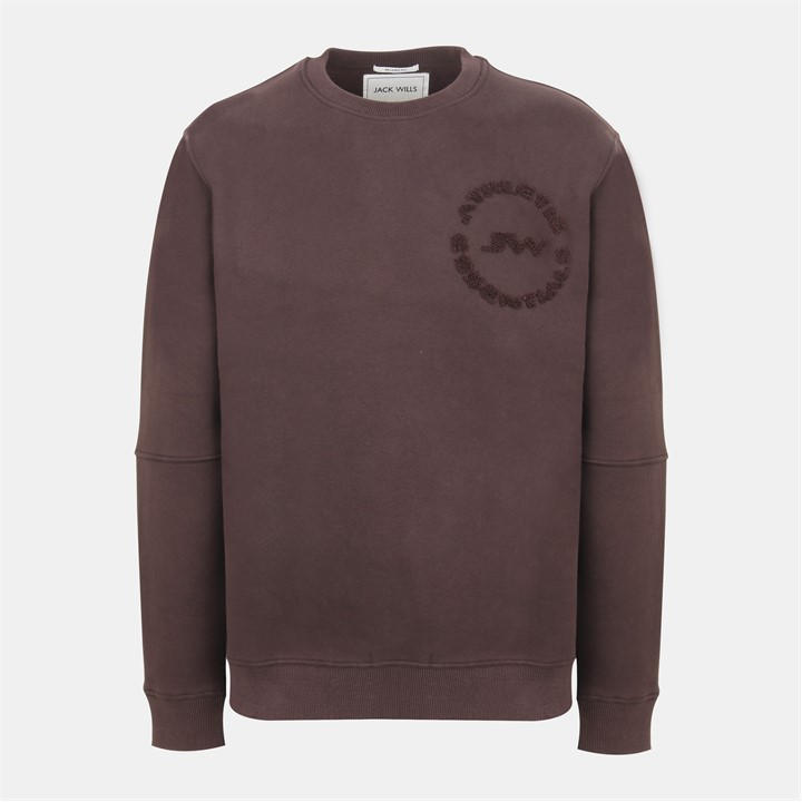 Jack Wills Men's Black Boucle Cotton Long Sleeve Oversized Fit Crew Sweatshirt in Size M, Sports Direct