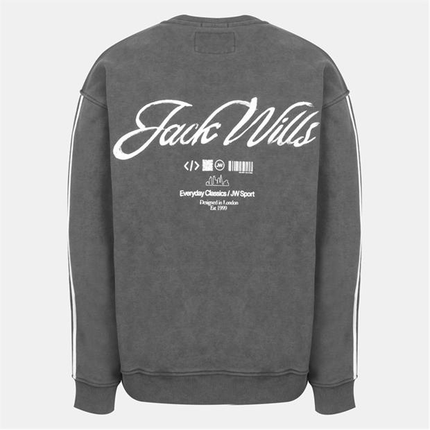 Iron - Jack Wills - Men's Watercolour Cotton Long Sleeve Oversized Fit Crew Sweatshirt