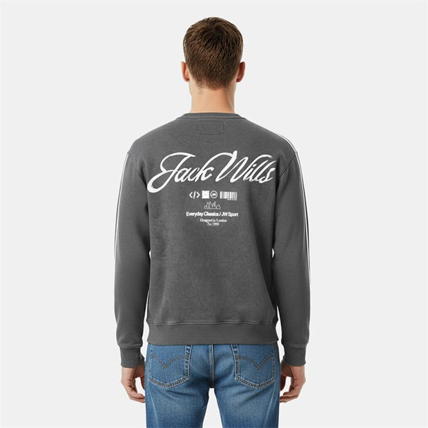 Iron - Jack Wills - Men's Watercolour Cotton Long Sleeve Oversized Fit Crew Sweatshirt