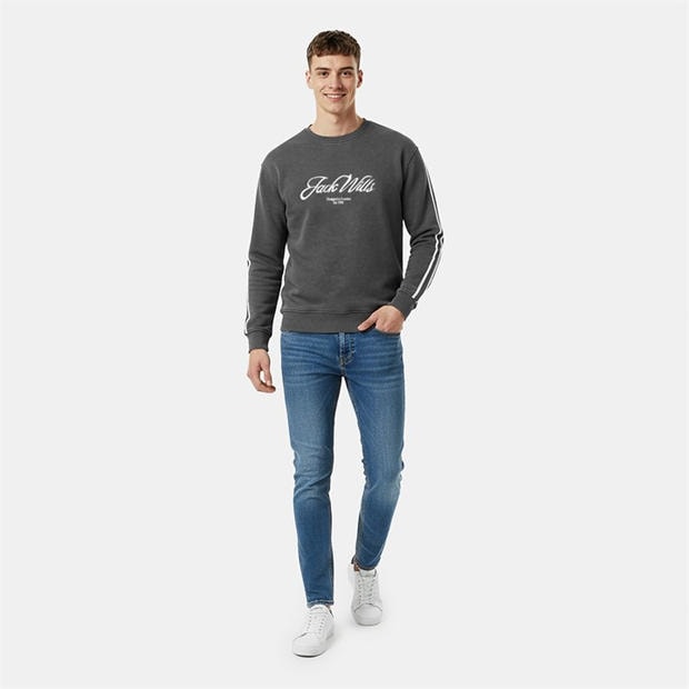 Iron - Jack Wills - Men's Watercolour Cotton Long Sleeve Oversized Fit Crew Sweatshirt
