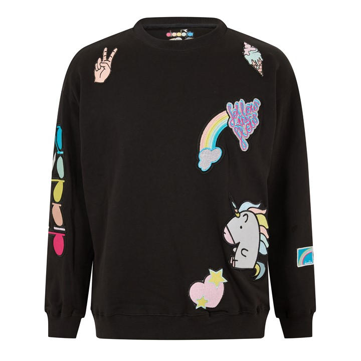Diadora Men's Black Unicorn Sweat Crew Sweatshirt in Size M, Sports Direct