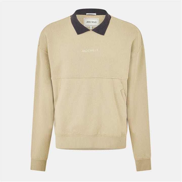 Jack Wills Men's Beige Twill Collar Crew Sweatshirt in Size XS, Sports Direct