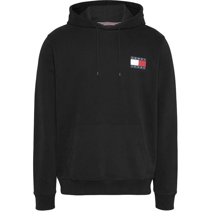 Tommy Jeans Men's Black Regular Essential Flag Hoodie in Size XS, Sports Direct