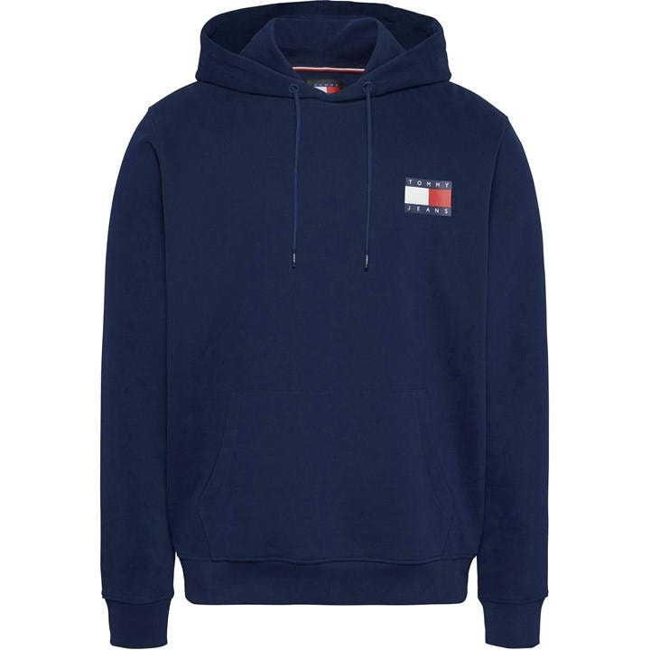 Tommy Jeans Men's Blue Regular Essential Flag Hoodie in Size M, Sports Direct