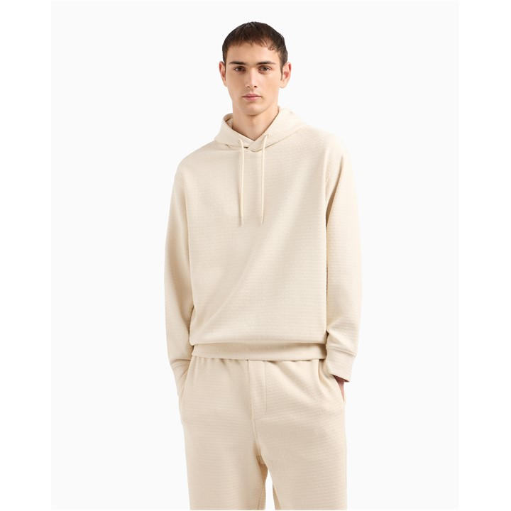 Emporio Armani Men's White Relaxed Fit Pull Over Hoodie in Size M, Sports Direct