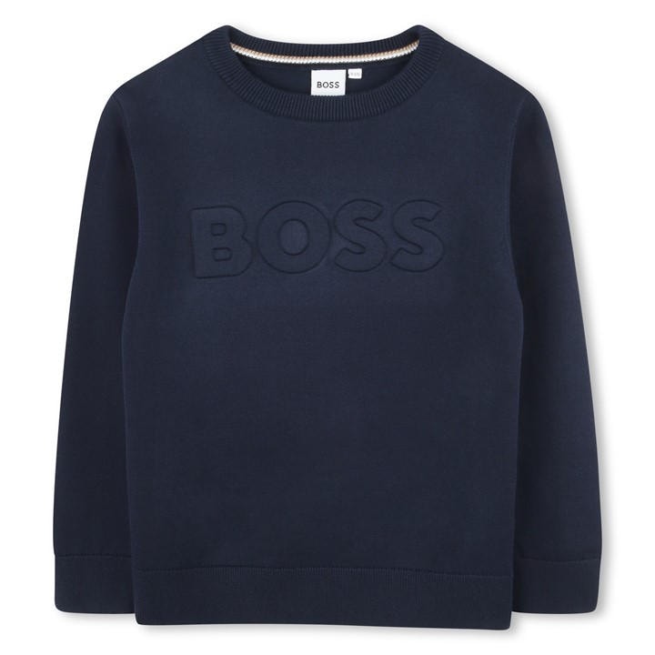 Boss Boys Blue Kids Logo Sweatshirt, Logo Design in Size 3 - 4 Years, Sports Direct