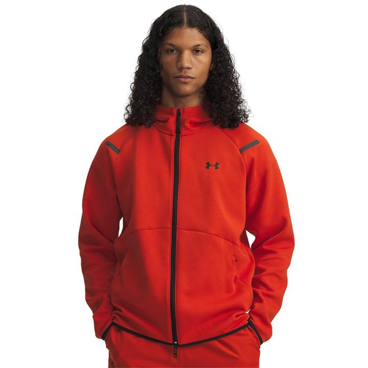 Under Armour Men's Orange Unstoppable Fleece Full-Zip Hoodie in Size 2XL, Sports Direct