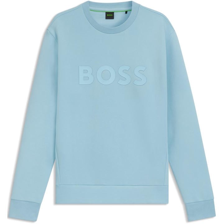 Boss Men's Blue Salbo Stretch Cotton Logo Sweatshirt, Signature Branding in Size XL, Sports Direct