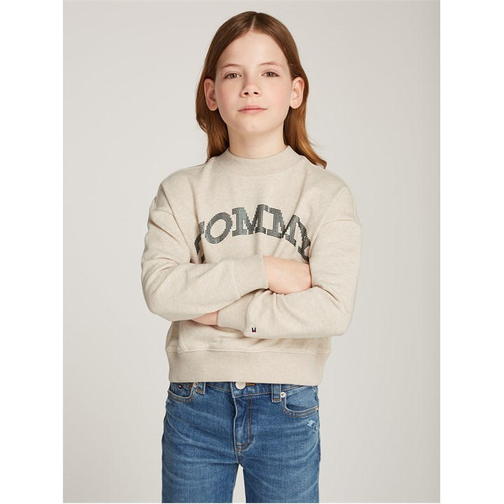 Tommy Hilfiger Girls Cream Dot Foil Crew Neck Sweatshirt  in Size 9 - 10 Years, Sports Direct