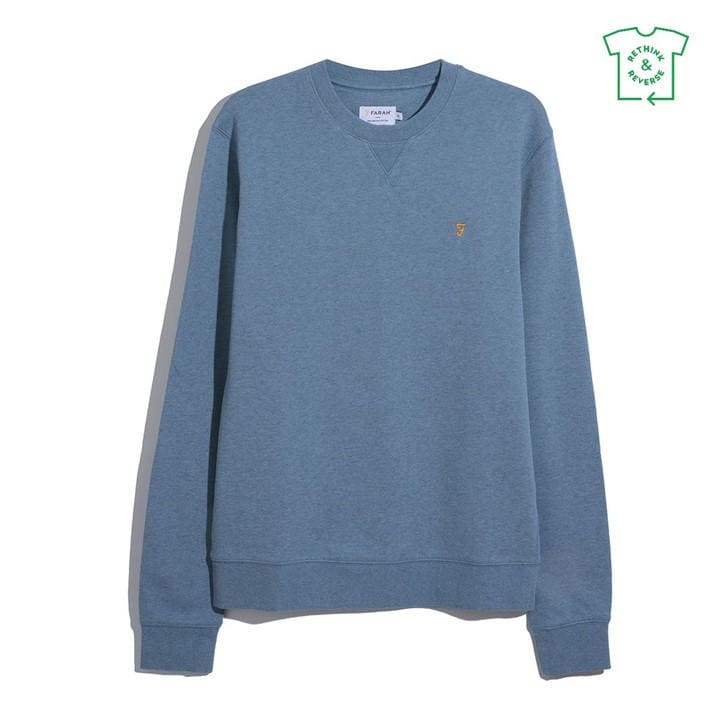 Farah Men's Blue Tim Crew Sweatshirt in Size XL, Sports Direct