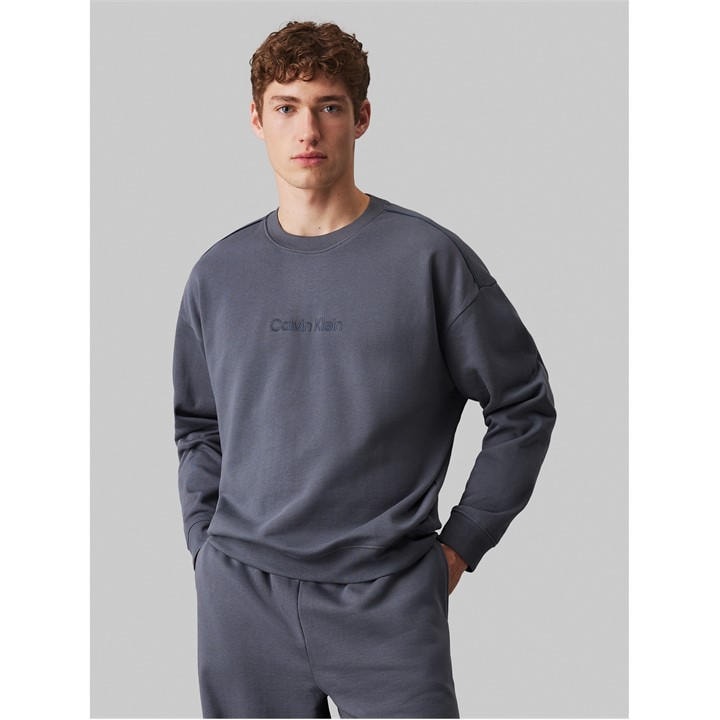 Calvin Klein Men' Blue Long-Sleeved Sweatshirt in Size S, Sports Direct