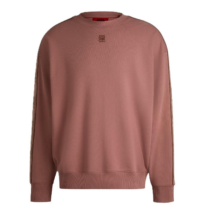 Hugo Men's Pink Logo Tape Cotton Sweatshirt in Size XL, Sports Direct