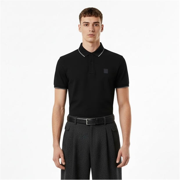 Black - Boss - Mens BOSS ORANGE Pique Short Sleeve Polo Shirt with Logo Detail