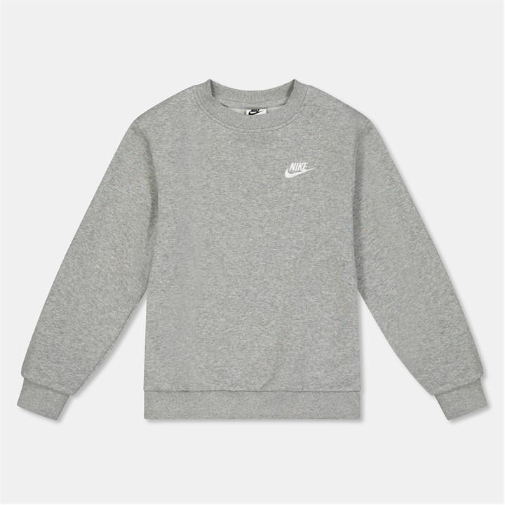 Nike Boys Grey Sportswear Club Fleece Big Kids' Sweatshirt in Size 9 - 10 Years, Sports Direct