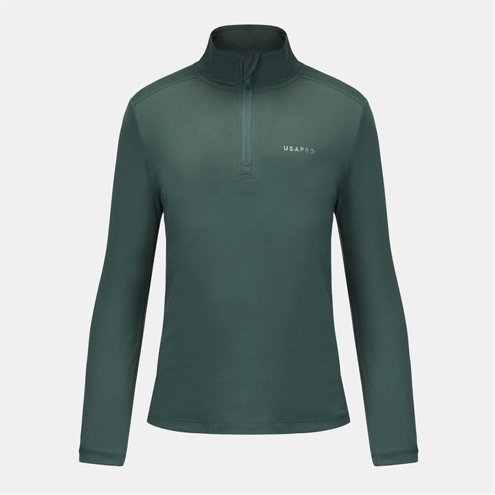 Usa Pro Girls Green 1/4 Zip  in Size 13 - 14 Years, Sports Direct