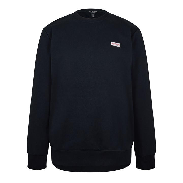 True Religion Men's Black Original Logo Crew-Neck Sweatshirt in Size M, Sports Direct