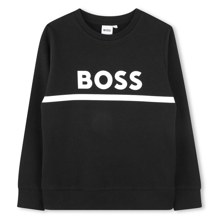 Boss Boys Black Kids Large Logo Sweatshirt, Logo Design in Size 11 - 12 Years, Sports Direct